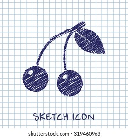 Vector cherry icon.  Food icon. Eps10