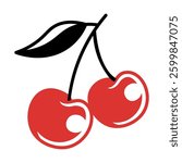 Vector Cherry Illustration Flash Tattoo Drawing Isolated