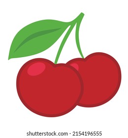 Vector cherry illustration.  cherry icon. Isolated on a white background. Cartoon style icon