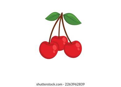 Vector cherry illustration. Isolated on a white background. Cartoon style icon