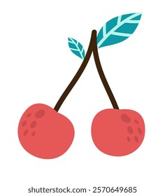 Vector cherry illustration. Isolated on a white background. Cartoon style icon