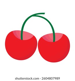 Vector cherry illustration. Isolated on a white background. Cartoon style icon