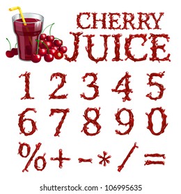 Vector cherry juice serif font, numbers, digits