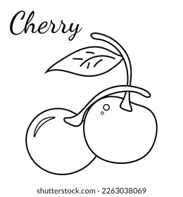 Vector Cherry line icon, outline vector sign, linear pictogram cherry symbol isolated on white. logo illustration