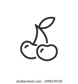 Vector cherry line icon. Symbol in trendy outline style. Vector illustration isolated on a white background. 