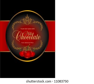 (VECTOR) Cherry Milk Chocolate / Label Art suitable for many packaging uses