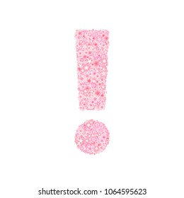 Vector cherry or sakura blossoms font, exclamation mark