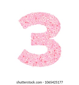 Vector Cherry Sakura Blossoms Font Numeral Stock Vector (royalty Free 