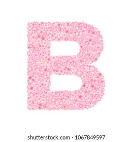 Vector cherry or sakura blossoms font, letter B
