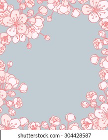 Vector cherry or sakura floral frame - for Save the date card, postcard, flyer or wedding invitation.