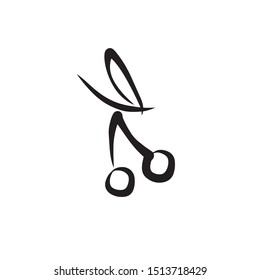 Vector cherry. Scandinavian style.Doodle cherry sketch line illustration.Design for textiles, stickers, wrapping paper, wallpaper, packaging and postcards.