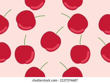 Vector cherry seamless repeat pattern design background. Perfect for modern wallpaper, fabric, home decor, and wrapping projects.