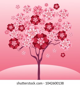 Vector cherry tree in blossom