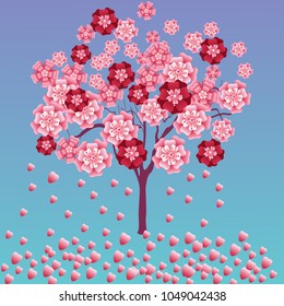 Vector cherry tree in blossom