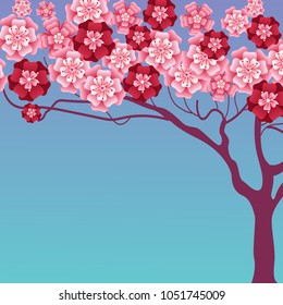 Vector cherry tree in blossom