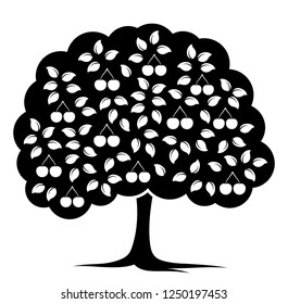 vector cherry tree isolated on white background