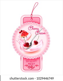 Vector cherry .Vectoral watermelon. Vector splash of milk, cream.Vector image of fruits and berries. Label, sticker, poster.