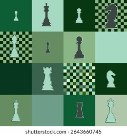 Vector Chess background. Poster for chess tournament. Abstract chess design illustration. Chess day concept. Competition, intellectual sport, championship.