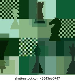 Vector Chess background. Poster for chess tournament. Abstract chess design illustration. Chess day concept. Competition, intellectual sport, championship.