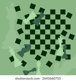 Vector Chess background. Poster for chess tournament. Abstract chess design illustration. Chess day concept. Competition, intellectual sport, championship.