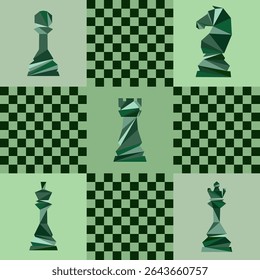 Vector Chess background. Poster for chess tournament. Abstract chess design illustration. Chess day concept. Competition, intellectual sport, championship.