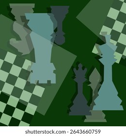 Vector Chess background. Poster for chess tournament. Abstract chess design illustration. Chess day concept. Competition, intellectual sport, championship.