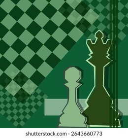 Vector Chess background. Poster for chess tournament. Abstract chess design illustration. Chess day concept. Competition, intellectual sport, championship.