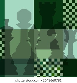 Vector Chess background. Poster for chess tournament. Abstract chess design illustration. Chess day concept. Competition, intellectual sport, championship.