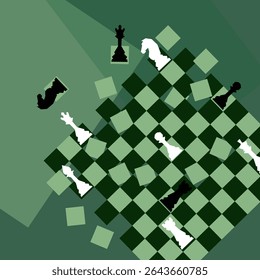 Vector Chess background. Poster for chess tournament. Abstract chess design illustration. Chess day concept. Competition, intellectual sport, championship.