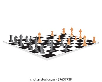 vector chess board and figures