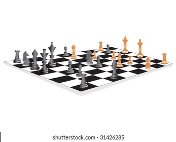 vector chess board and figures