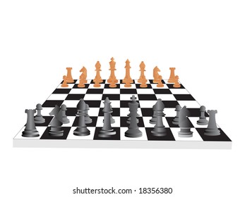 vector chess board and figures, set