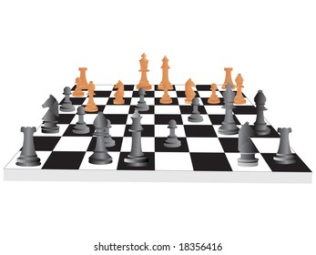 vector chess board and figures, set