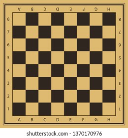 Vector chess field in beige and black colors with numbers