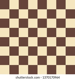 Vector chess field in beige and brown colors. Seamless pattern.