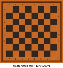 Vector chess field in orange and black colors with numbers