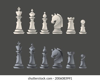 Vector Chess Figures, black and white. Illustration