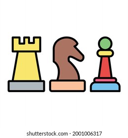 Vector Chess Filled Outline Icon Design
