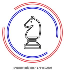 vector Chess game horse illustration - chess game, strategy. Thin line pictogram - outline editable stroke