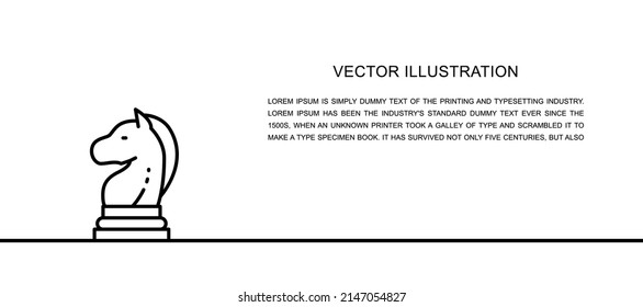 Vector chess horse, knight piece, strategy one line icon. Continuous one line illustration.