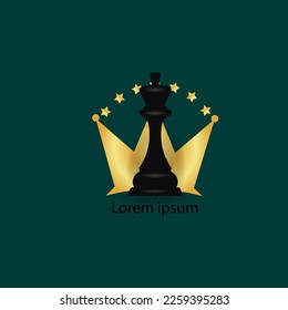 vector chess king with crown behind him is golden star eps10