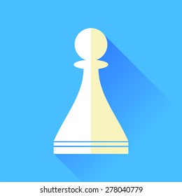 Vector Chess Pawn Icon Isolated on Blue Background