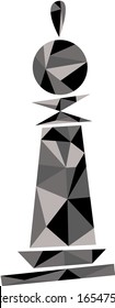 Vector chess piece isolated. Black queen polygonal cartoon design. Hand drawn sketch, draft, ink dark pictogram. For chess organisation logo, prints, t-shirt, fabric, tea cup design No background
