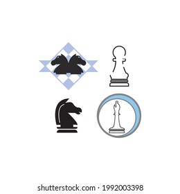 vector chess piece set for logo design. pawn, rook, knight, bishop, king and queen illustration design 