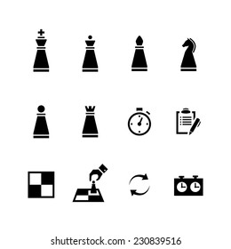 Vector Chess pieces Black icons set isolated on a white background