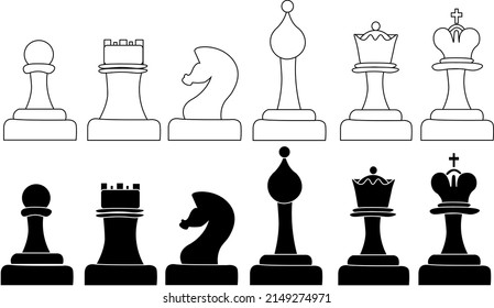 vector chess pieces. black and white