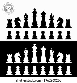 Vector Chess Pieces Team black white
