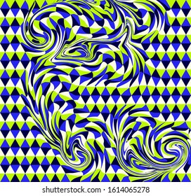 Vector chess rhombus pattern. Colorful op art abstract background.