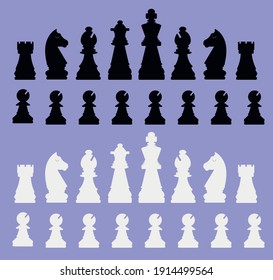 vector chess set in black and white color