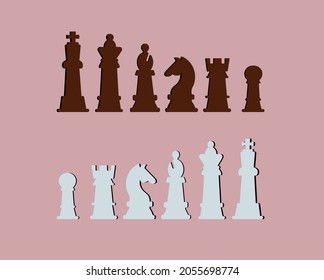 vector chess set black and white